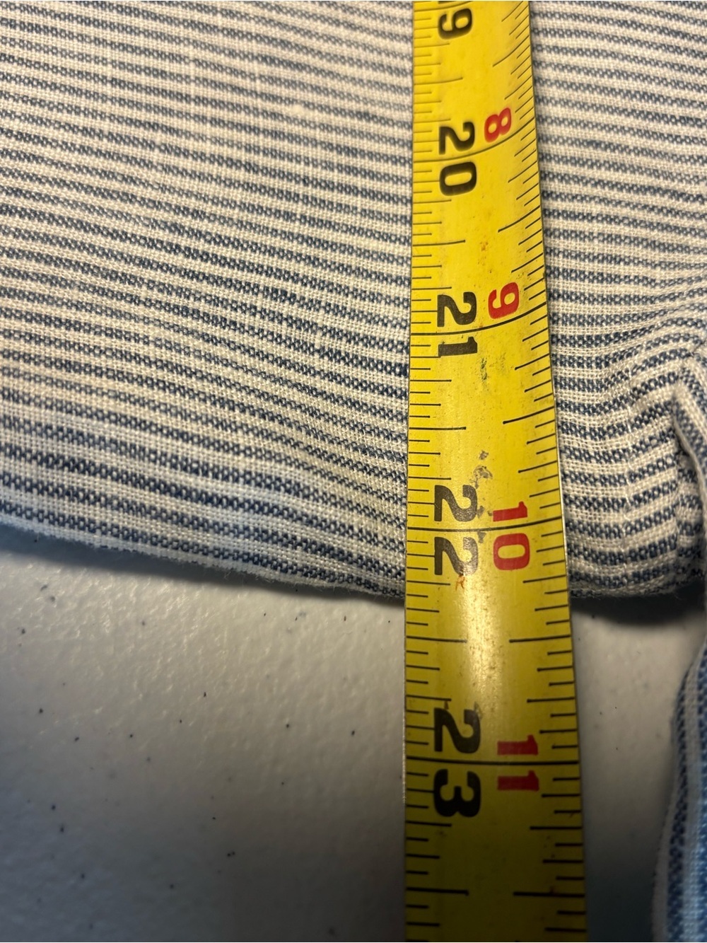 Quince Linen Blue and White Pinstriped Button Up Shirt - Picture 5 of 5